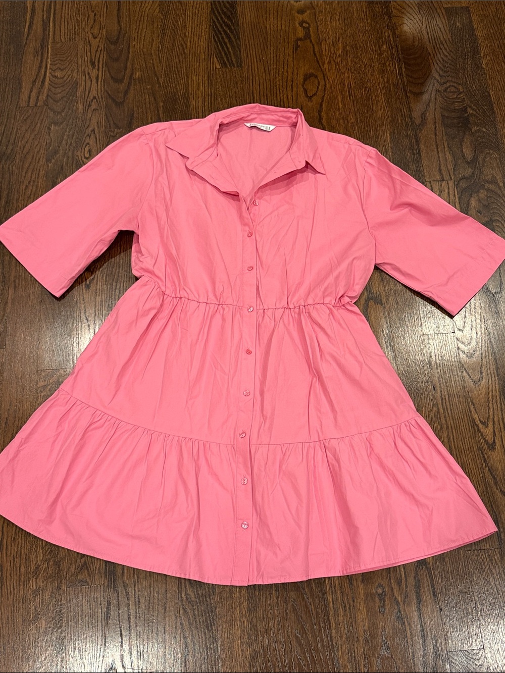 Stradivarius Pink Button-Front Shirt Dress